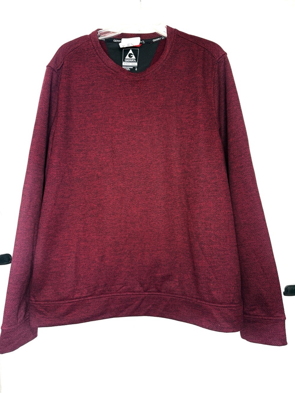 NEW-Gerry Men Dark Maroon Textured LongSleeve Crewneck Pullover Sweatshirt Top L